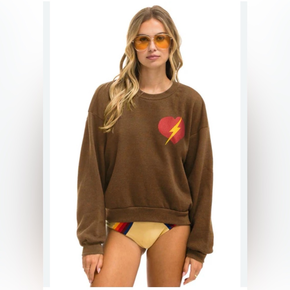 Aviator Nation Bolt Heart Crewneck size L NWOT Unisex